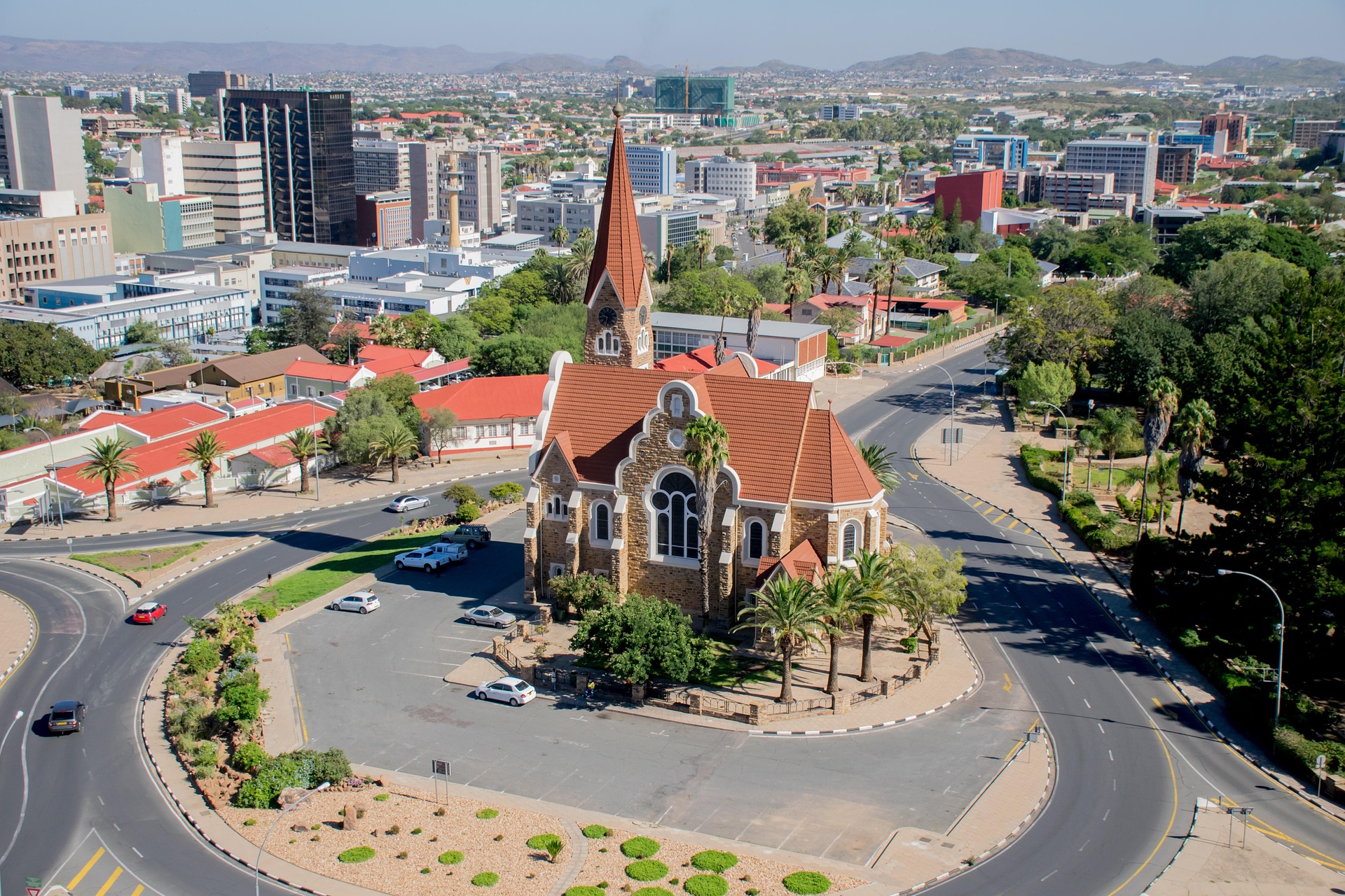 aerial view of church Namibia luxury air safari